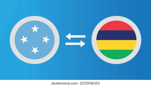 round icons with Micronesia and Mauritius flag exchange rate concept graphic element Illustration template design
