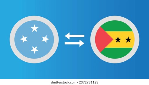 round icons with Micronesia and SaoTome and Principe flag exchange rate concept graphic element Illustration template design
