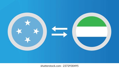 round icons with Micronesia and Sierra Leone flag exchange rate concept graphic element Illustration template design
