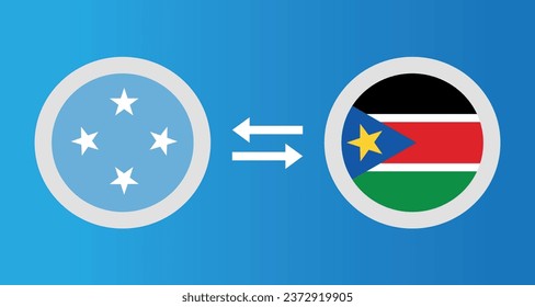 round icons with Micronesia and South Sudan flag exchange rate concept graphic element Illustration template design
