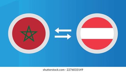 iconos redondos con el concepto de tipo de cambio de marca Marruecos y Austria elemento gráfico Diseño de plantilla de ilustración
