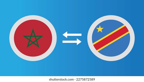 round icons with Morocco and Congo flag exchange rate concept graphic element Illustration template design
