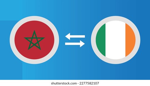 round icons with Morocco and Ireland flag exchange rate concept graphic element Illustration template design
