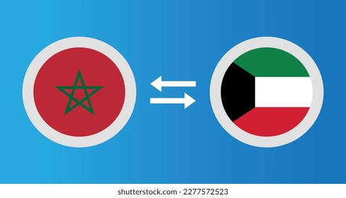 iconos redondos con el concepto de tipo de cambio del indicador Marruecos y Kuwait elemento gráfico Diseño de la plantilla de ilustración
