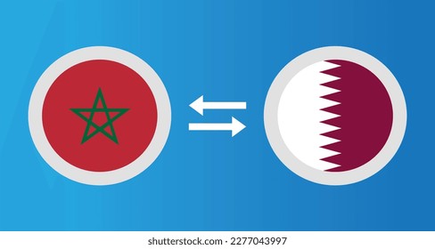 round icons with Morocco and Qatar flag exchange rate concept graphic element Illustration template design
