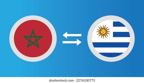 round icons with Morocco and Uruguay flag exchange rate concept graphic element Illustration template design
