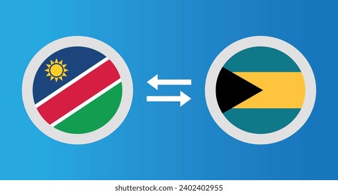 iconos redondos con el concepto de tipo de cambio de la bandera de Namibia y las Bahamas elemento gráfico Diseño de la plantilla de ilustración
