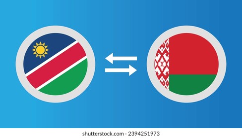 iconos redondos con el concepto de tipo de cambio de la bandera de Namibia y Belarús elemento gráfico Diseño de la plantilla de ilustración
