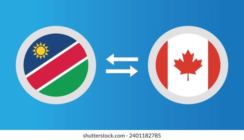 Rundsymbole mit Namibia und Kanada Flaggenwechselkonzept Grafikelement Illustration Template Design
