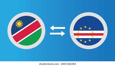 round icons with Namibia and Cape Verdeflag exchange rate concept graphic element Illustration template design
