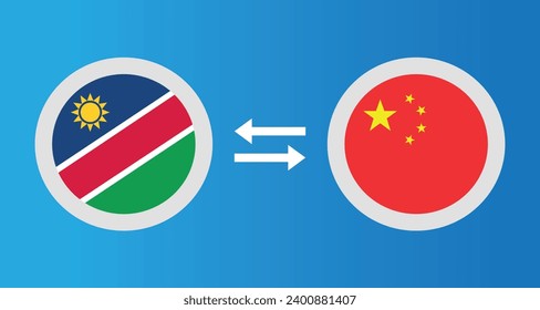 iconos redondos con el concepto de tipo de cambio de Namibia y China elemento gráfico Diseño de la plantilla de ilustración
