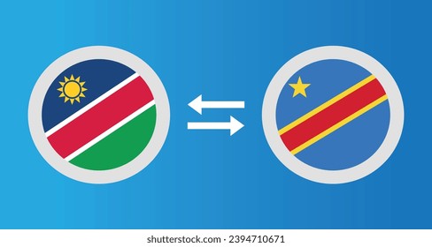 iconos redondos con el concepto de tipo de cambio de la bandera de Namibia y el Congo democrático elemento gráfico Diseño de la plantilla de ilustración
