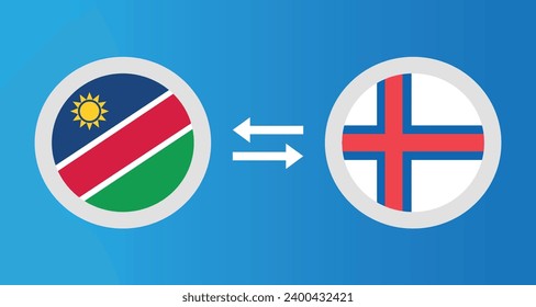 round icons with Namibia and Faroe Islands flag exchange rate concept graphic element Illustration template design
