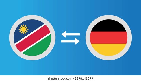 iconos redondos con el concepto de tipo de cambio de la bandera de Namibia y Alemania elemento gráfico Ilustración diseño de la plantilla
