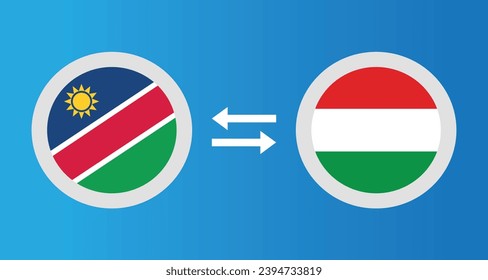iconos redondos con el concepto de tipo de cambio de Namibia y Hungría elemento gráfico Diseño de plantilla de ilustración
