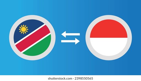 iconos redondos con el concepto de tipo de cambio de la bandera de Namibia e Indonesia elemento gráfico Diseño de la plantilla de ilustración

