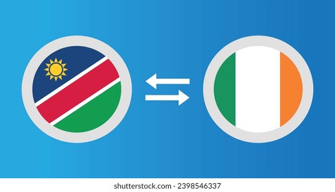 iconos redondos con el concepto de tipo de cambio de la bandera de Namibia e Irlanda elemento gráfico Diseño de la plantilla de ilustración
