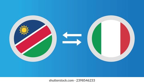 round icons with Namibia and Italy flag exchange rate concept graphic element Illustration template design
