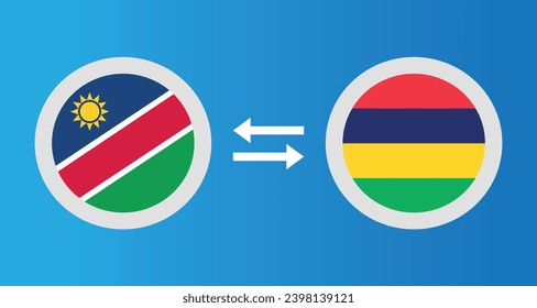 round icons with Namibia and Mauritius flag exchange rate concept graphic element Illustration template design
