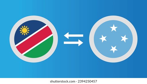 round icons with Namibia and Micronesia flag exchange rate concept graphic element Illustration template design
