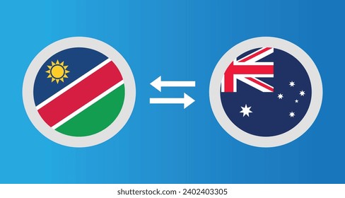 round icons with Namibia and Norway flag exchange rate concept graphic element Illustration template design

