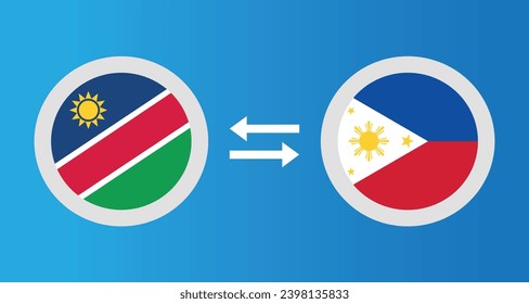 Rundsymbole mit Namibia und den Philippinen Flaggenwechselkurs Konzept Grafik-Element Illustration Vorlage Design
