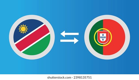 Rundsymbole mit Namibia und Portugal Flaggenwechselkonzept Grafikelement Illustration Template Design
