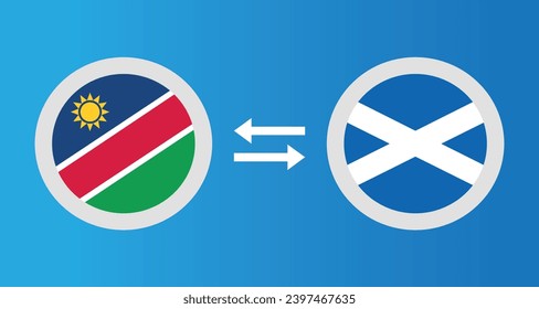 iconos redondos con el concepto de tipo de cambio de la bandera de Namibia y Escocia elemento gráfico Ilustración diseño de la plantilla
