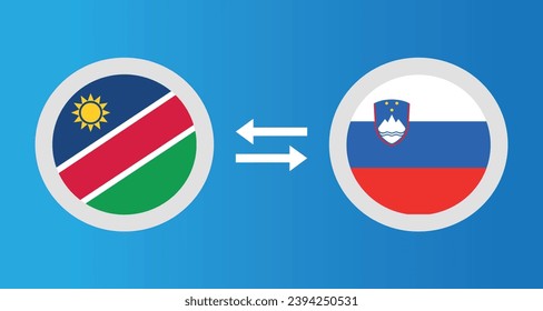 round icons with Namibia and Slovenia flag exchange rate concept graphic element Illustration template design
