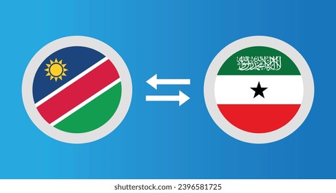 round icons with Namibia and Somaliland flag exchange rate concept graphic element Illustration template design
