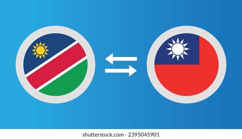 iconos redondos con el concepto de tipo de cambio de la bandera de Namibia y Taiwán elemento gráfico Diseño de la plantilla de ilustración
