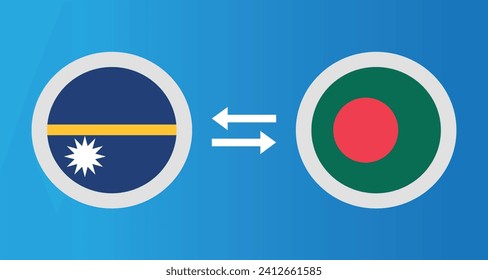 round icons with Nauru and Bangladesh flag exchange rate concept graphic element Illustration template design
