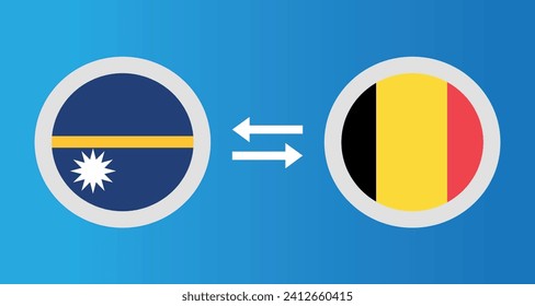 round icons with Nauru and Belgium flag exchange rate concept graphic element Illustration template design
