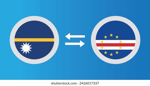 round icons with Nauru and Cape Verde flag exchange rate concept graphic element Illustration template design
