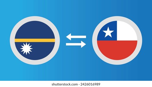 round icons with Nauru and Chile flag exchange rate concept graphic element Illustration template design
