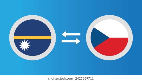 round icons with Nauru and Czech Republic flag exchange rate concept graphic element Illustration template design
