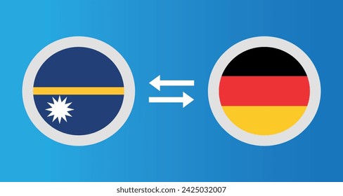 Iconos redondos con la bandera de Nauru y Alemania concepto de tipo de cambio elemento gráfico Diseño de plantilla de ilustración
