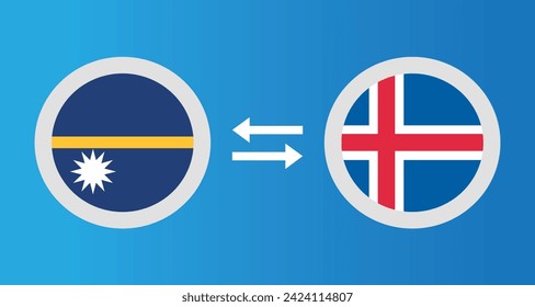 round icons with Nauru and Iceland flag exchange rate concept graphic element Illustration template design
