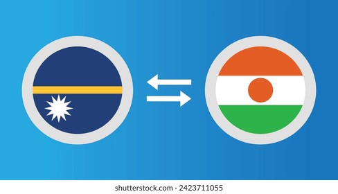 round icons with Nauru and Niger flag exchange rate concept graphic element Illustration template design
