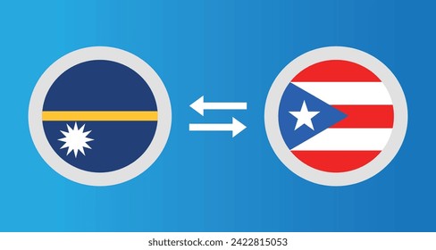 round icons with Nauru and Puerto Rico flag exchange rate concept graphic element Illustration template design

