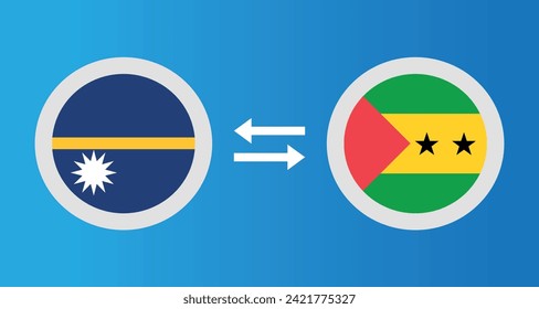 round icons with Nauru and Sao Tome and Principe flag exchange rate concept graphic element Illustration template design
