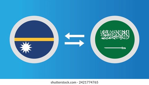 round icons with Nauru and Saudi Arabia flag exchange rate concept graphic element Illustration template design
