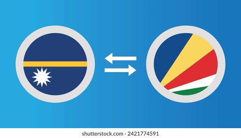 round icons with Nauru and Seychelles flag exchange rate concept graphic element Illustration template design

