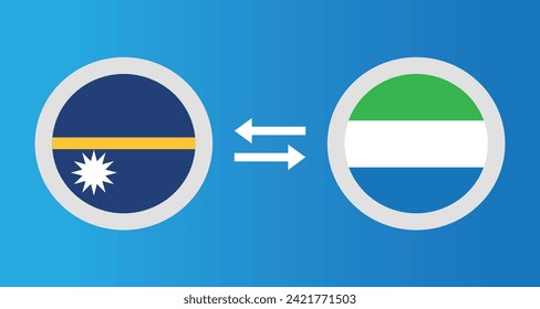 round icons with Nauru and Sierra Leone flag exchange rate concept graphic element Illustration template design
