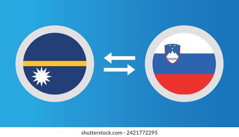 round icons with Nauru and Slovenia flag exchange rate concept graphic element Illustration template design
