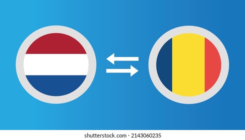round icons with Netherlands and Chad flag exchange rate concept graphic element Illustration template design
