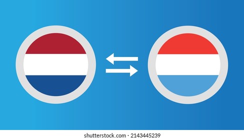 round icons with Netherlands and Luxembourg flag exchange rate concept graphic element Illustration template design
