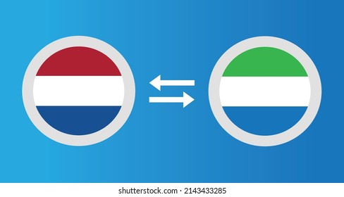 round icons with Netherlands and Sierra Leone flag exchange rate concept graphic element Illustration template design
