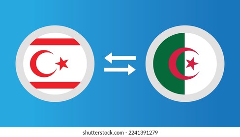 round icons with Northern Cyprus and Algeria flag exchange rate concept graphic element Illustration template design
