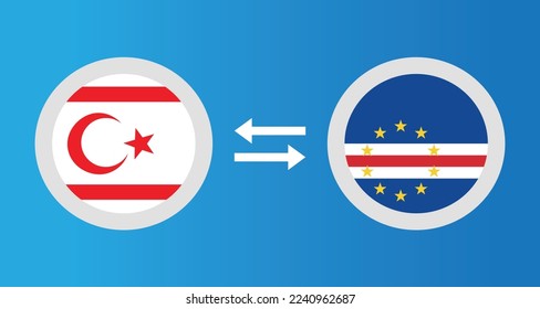 round icons with Northern Cyprus and Cape Verde flag exchange rate concept graphic element Illustration template design
